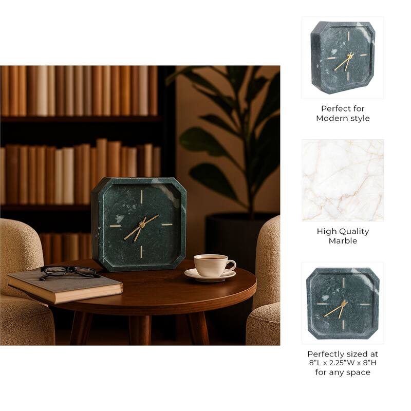 Modern Glam Marble & Stone Clock for Home Decor