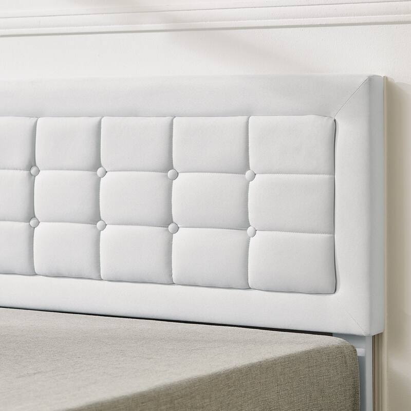 VECELO Tufted Upholstered Kids Bed with Adjustable Headboard,Twin Size Bed Set of 2