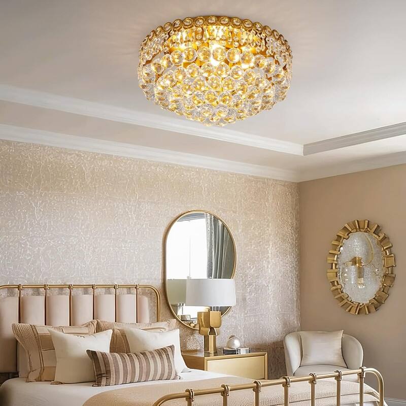 KAYLA 19-Lights High Ceiling Chandelier Modern Gold Crystal Chandeliers Large Foyer Chandelier Fixtures