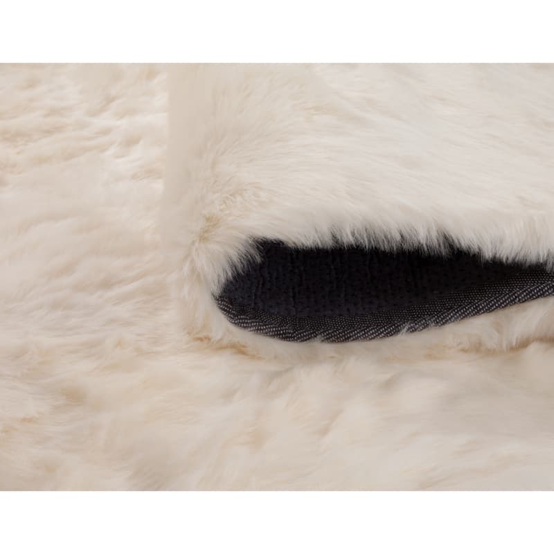 Ivory Faux Fur Area Rug 8x10 - 8' x 10' - Ivory