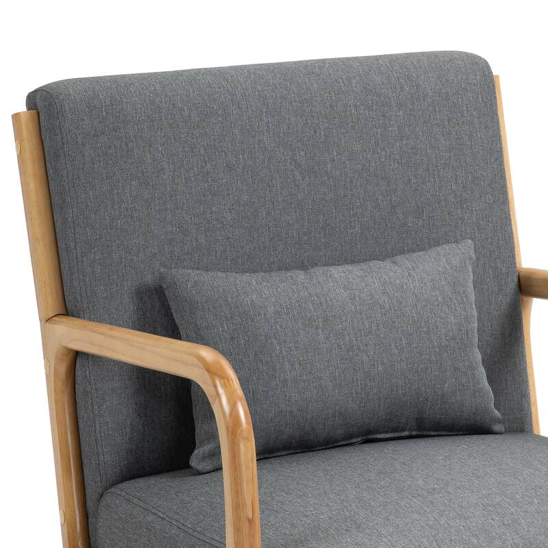 Mid-Century Modern Upholstered Accent Chair with Wood Frame