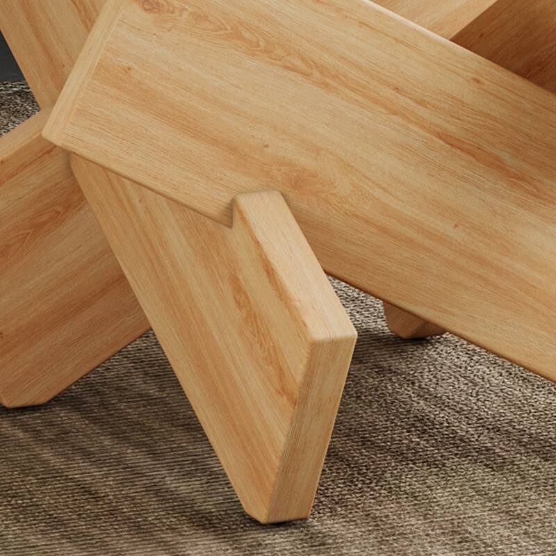 33.4" Modern Round Coffee Table with Clear Tempered Glass Top and MDF Legs for Living Room