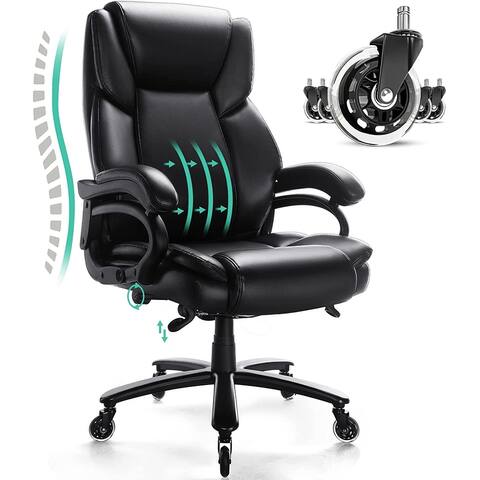 Bossin Heavy Duty Big and Tall Office Chair,400LBS Capacity Office Chair for Heavy People,High Back PU Leather Executive Chair