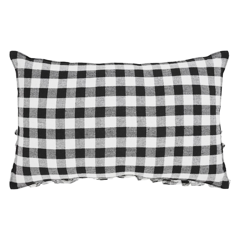 Annie Black Check Home Pumpkin Ruffle Pillow 14x22