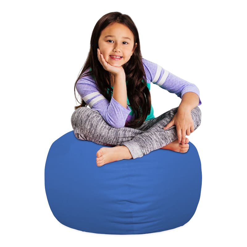 Kids Bean Bag Chair, Big Comfy Chair - Machine Washable Cover - 27 Inch Medium - Solid Royal Blue