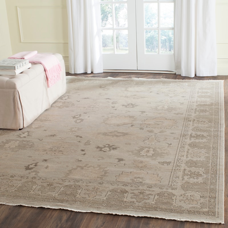 SAFAVIEH Couture Hand-knotted Oushak Luxa Traditional Oriental Wool Rug - 9' x 12' - Silver/Grey