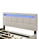 preview thumbnail 12 of 13, Queen Size Linen Upholstered Platform Bed w/ Twin XL Size Trundle & 2 Drawers, LED Light Bunk Bed for Kids Teens Adults, Beige
