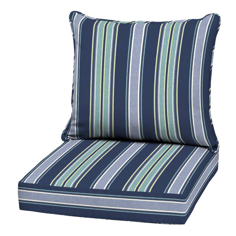 ARDEN Outdoor Deep Seat Cushion Set, 22 in x 24 in - Sapphire Aurora Blue Stripe
