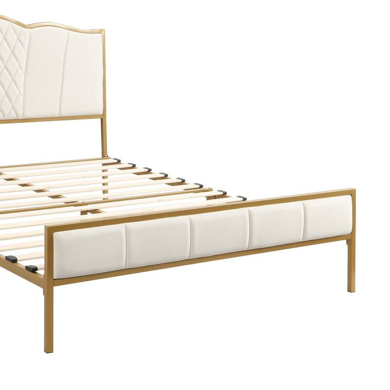 Tufted Upholstered and Metal Accented Platform Bed