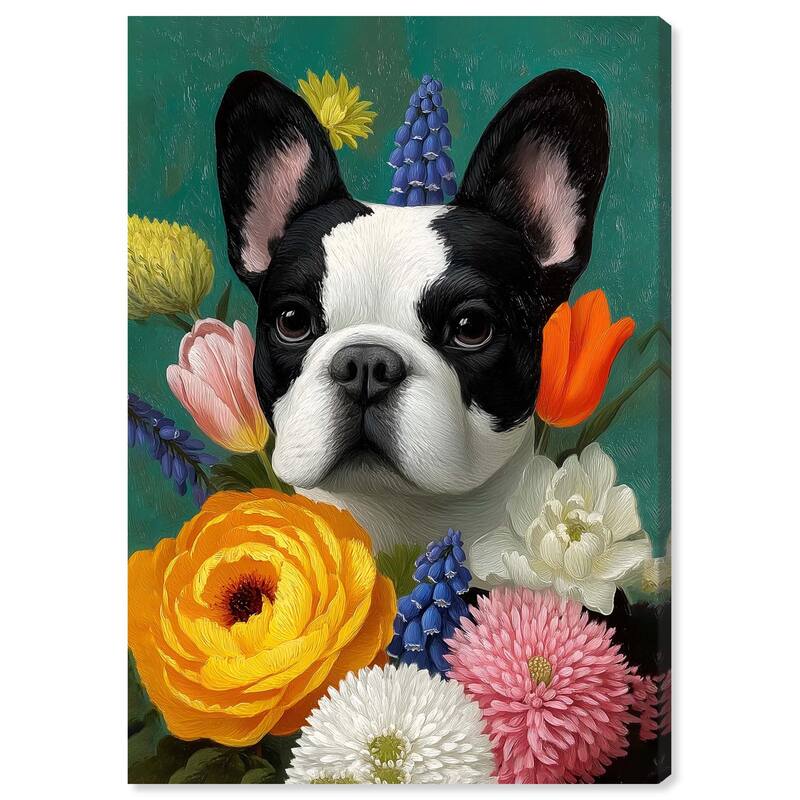 Secret Garden Frenchie Canvas by Art Remedy, Gallery Wrapped - 10" x 15"