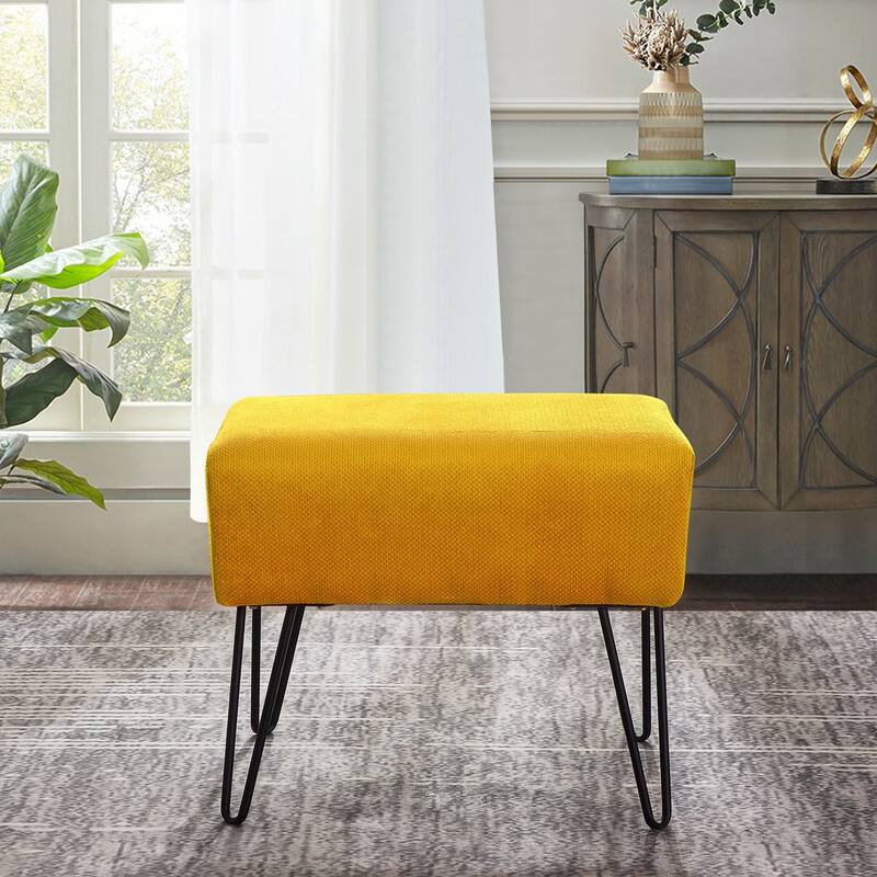 Serenta Milliken Plush Ottoman, 19" x 13" x 17" H