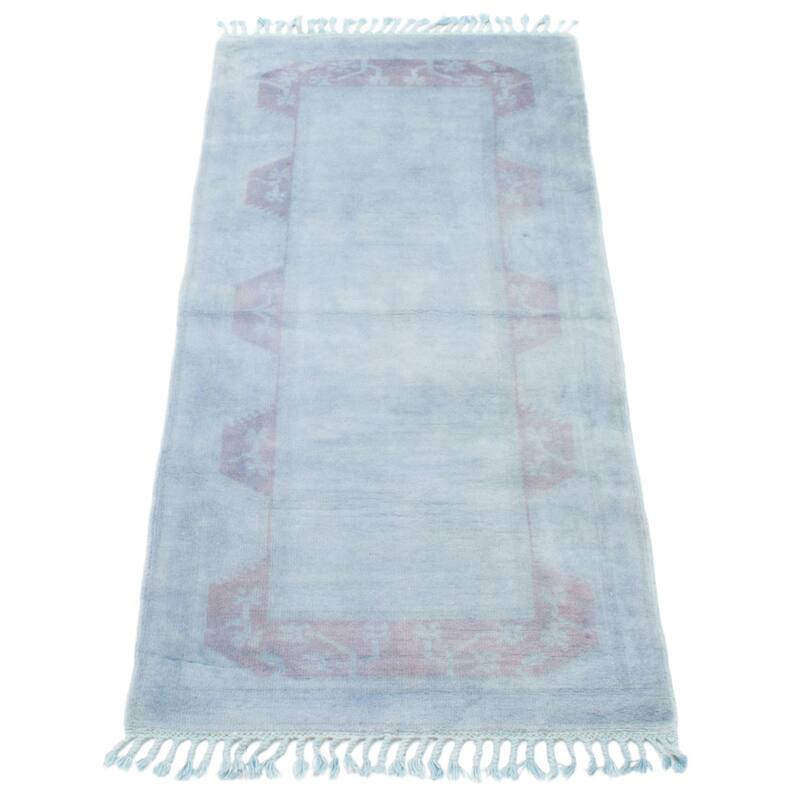 ECARPETGALLERY Hand-knotted Color Transition Sky Blue Wool Rug - 2'7 x 6'3