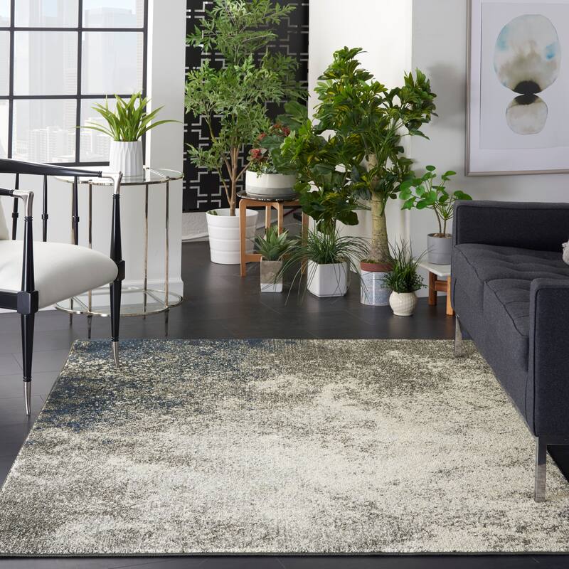 Nourison Passion Colorful Modern Abstract Area Rug - 3'9" x 5'9" - Charcoal/Ivory