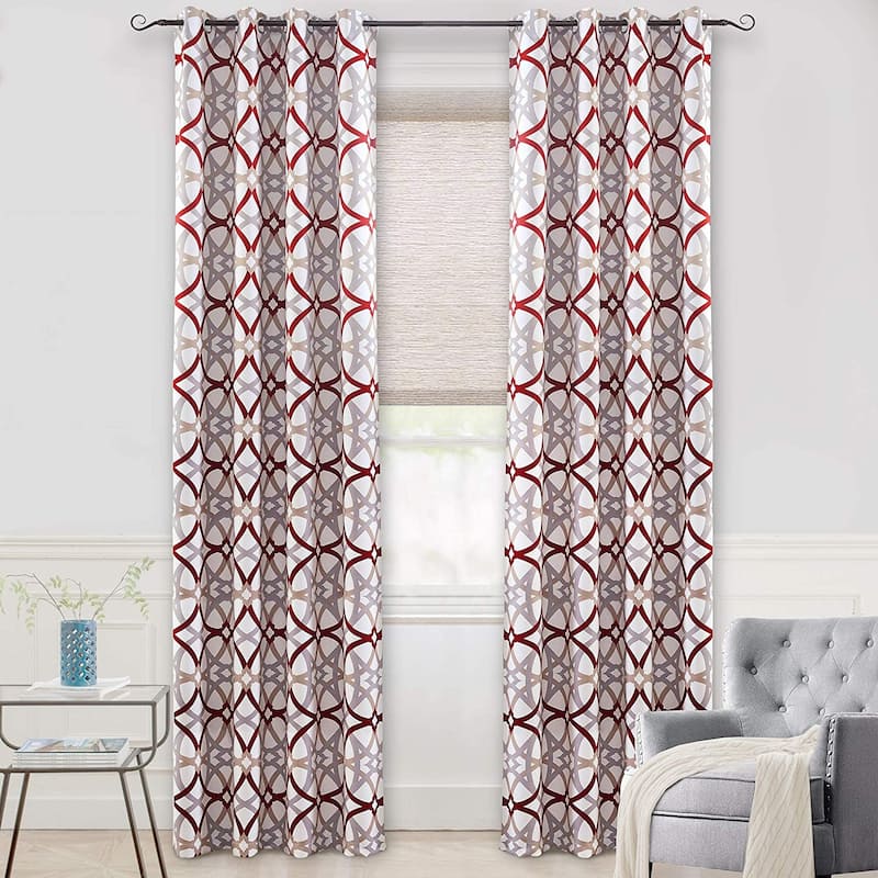 Jarvenpaa Insulated Blackout Grommet Window Curtain Panel Pair - 52" width X 120 " length - Red/Grey