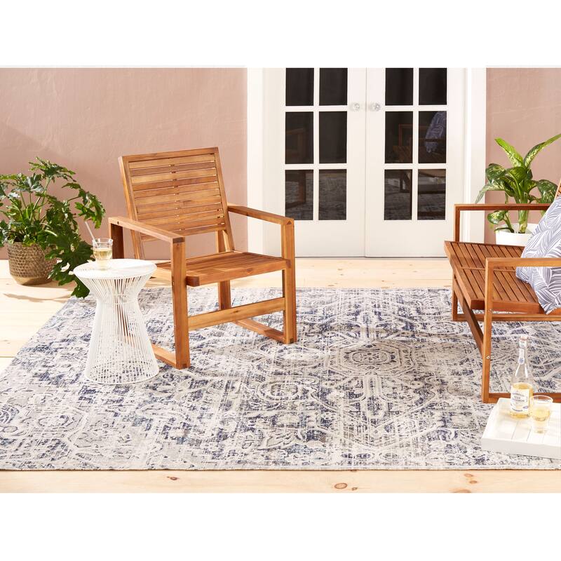 Nicole Miller Patio Sofia Fleur Area Rug - 7'9"x10'2" - Navy Blue Multi