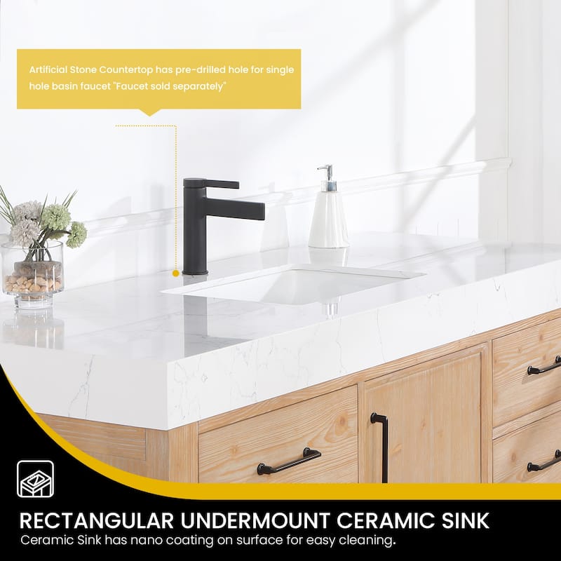 Leon 60 in. Single Bathroom Vanity with Composite Stone Top