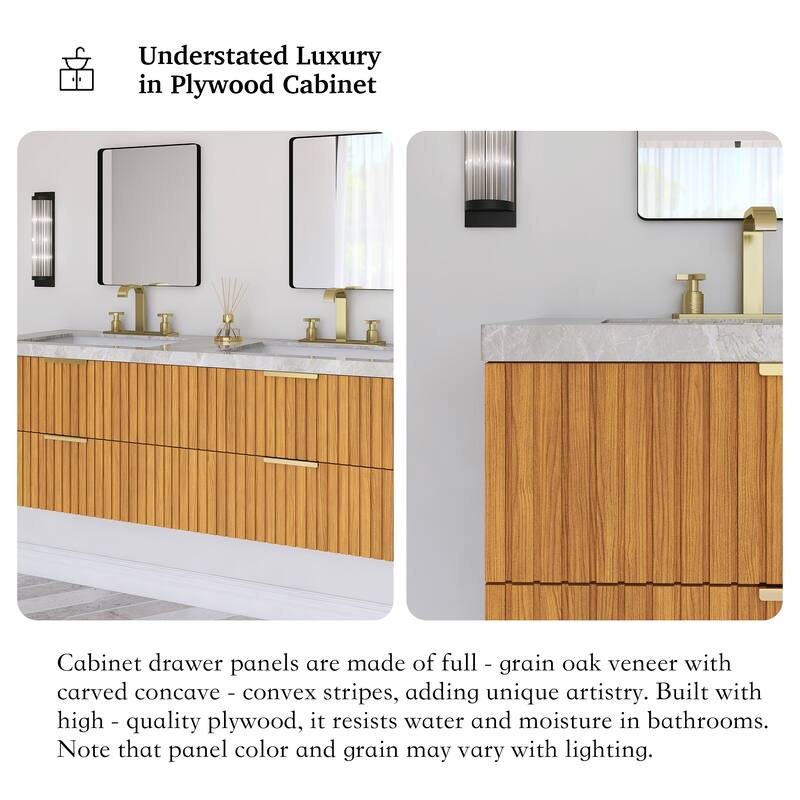60" Wall-Mounted Bathroom Vanity with Ceramic Sink - 59.84'' x 19.69'' x 20.47''