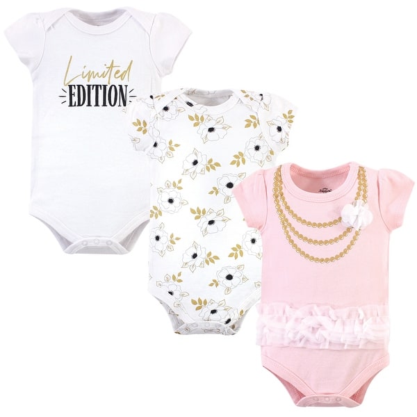 slide 1 of 1, Little Treasure Baby Girl Cotton Bodysuits 3pk, Limited Edition 0-3 Months - Limited Edition