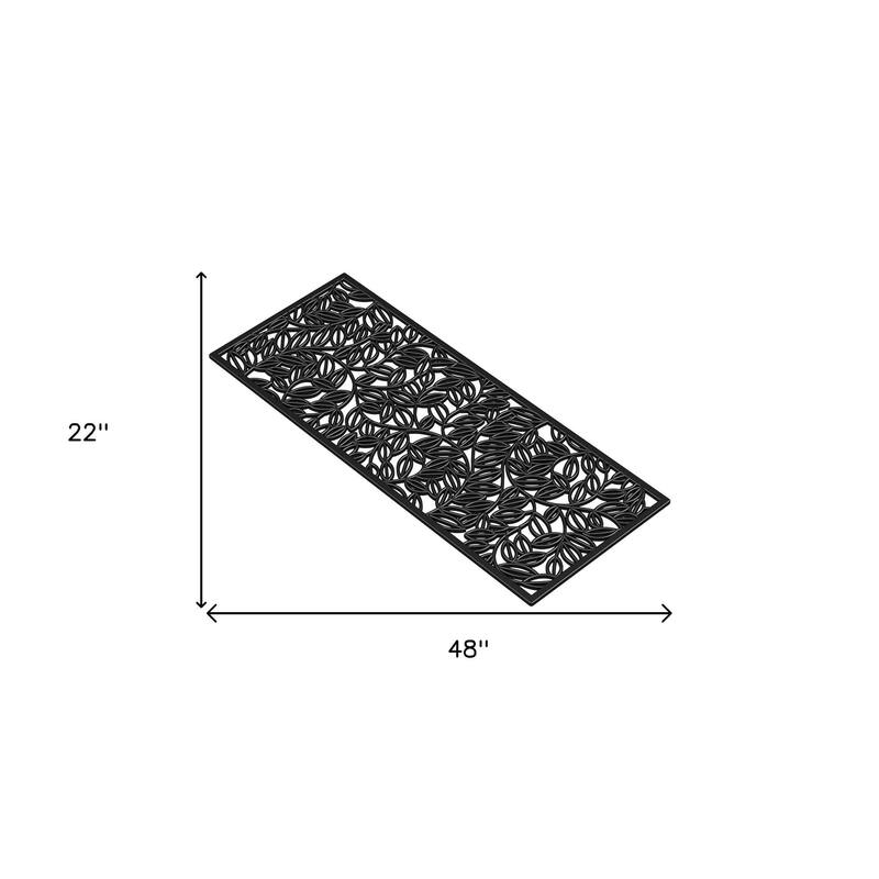 HomeRoots 22" X 48" Black Rubber Botanical Leaves Outdoor Door Mat - 22.00' X '48.00
