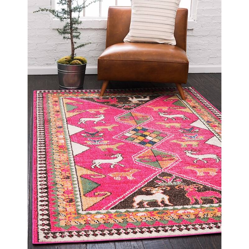 Contemporary Tazetta Collection Area Rug - 9'x12' - Pink
