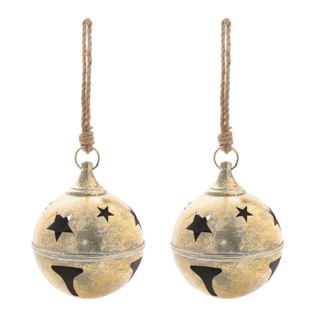 Distressed Metal Bell Ornament (Set of 2) - N/A