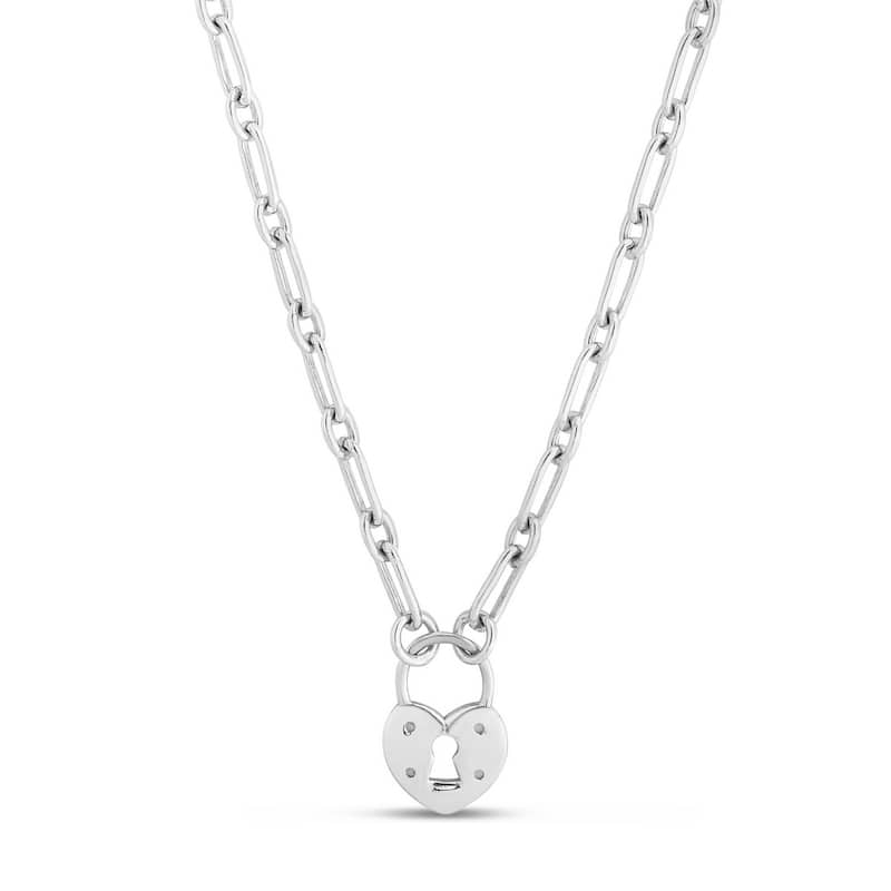 Curata 925 Sterling Silver 18" 10x15mm Padlock Statement Necklace