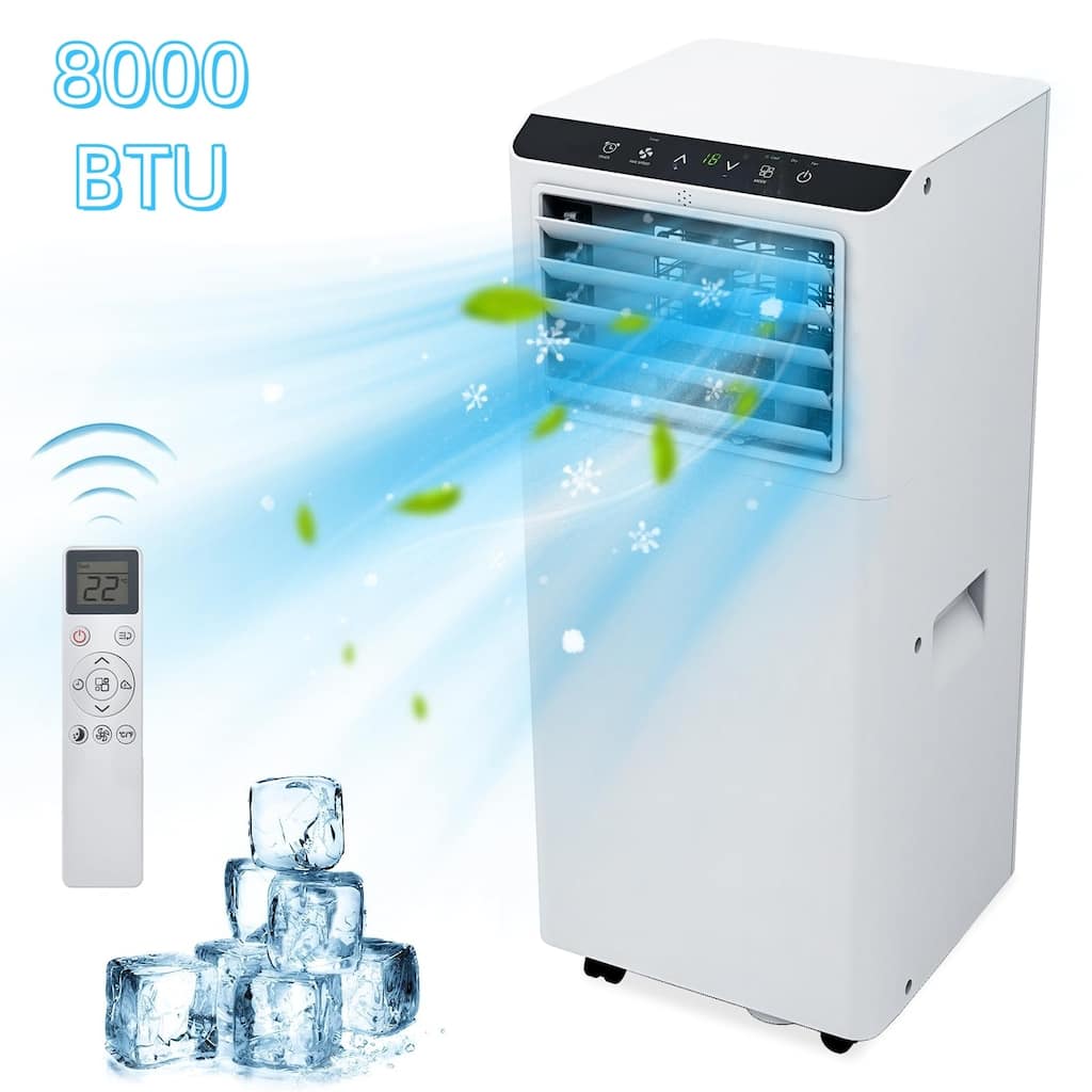 8000 BTU Portable Air Conditioner with Remote, Window Kit Included