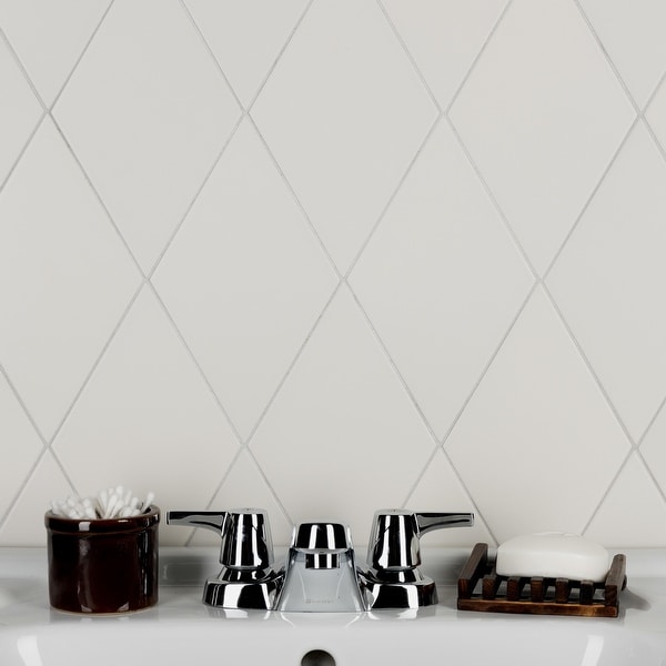 SomerTile Rhombus Smooth White 5.5" x 9.5" Porcelain Floor and Wall Tile. Opens flyout.