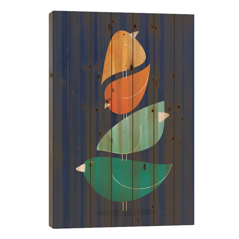 Bird Stack I Print On Wood by Modern Tropical - Multi-Color - 26x18x1.5