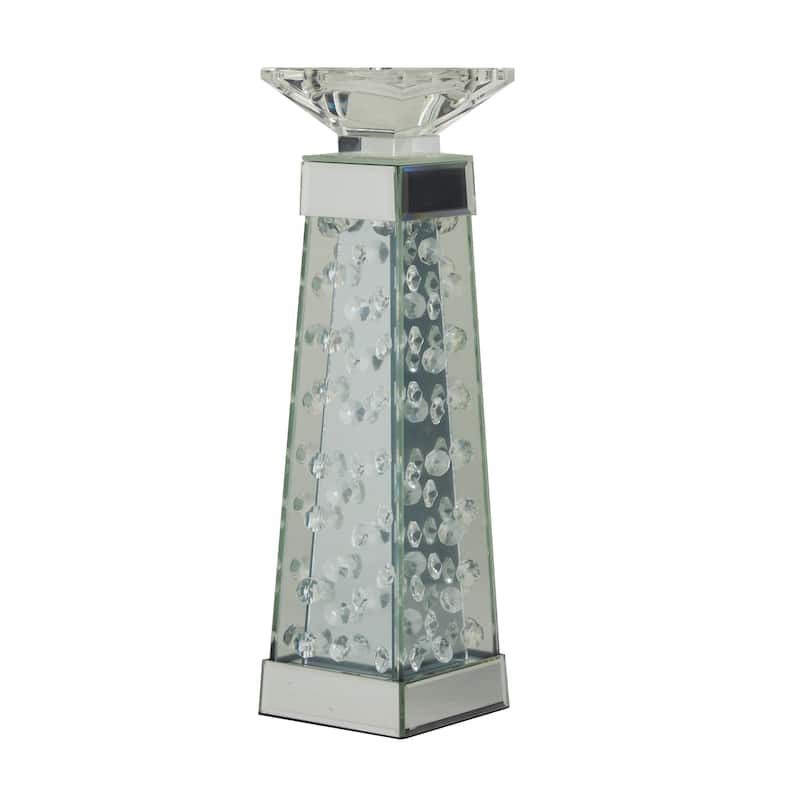Glass Pillar Candle Holder with Floating Crystals