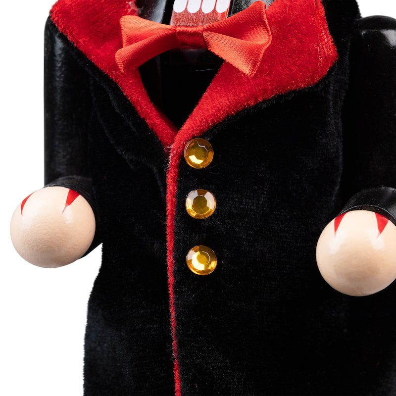 Vampire Wooden Halloween Nutcracker - 14" - Black and Red