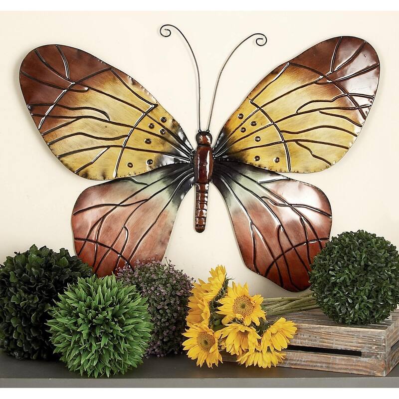 Metal Butterfly Indoor Outdoor Home Wall Decor - Red - Roche River Decor