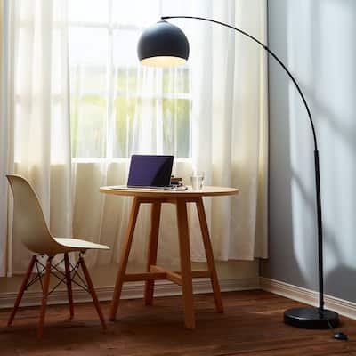 Teamson Home Arquer 66.93" Arc Floor Lamp with Faux Marble Base