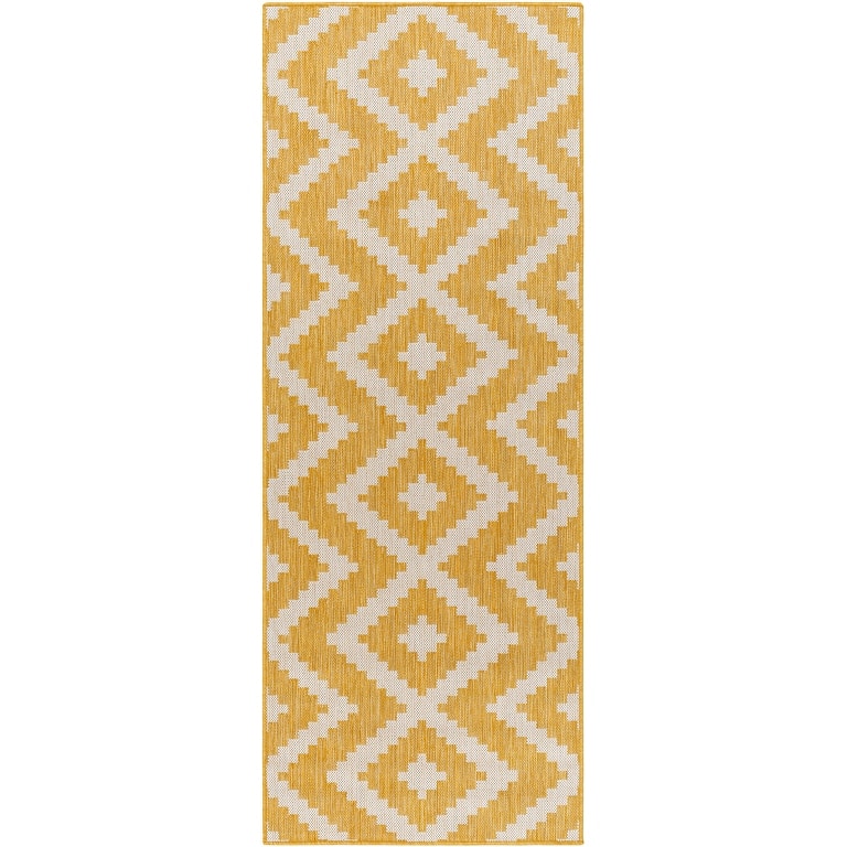 Livabliss Amery Indoor/ Outdoor Chevron Area Rug - 2'7" x 7'3" Runner - Yellow