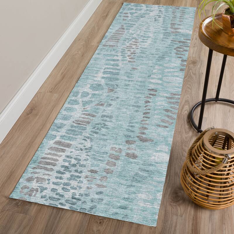 Machine Washable Indoor/ Outdoor Modern Imprints Chantille Rug