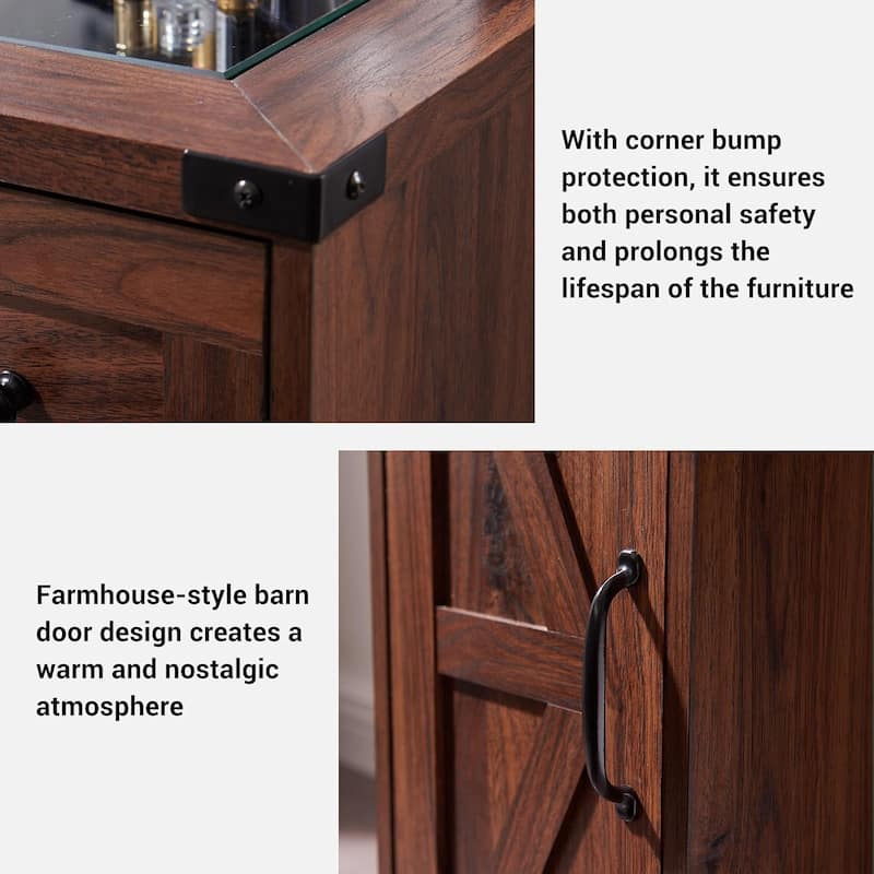 Farmhouse Vanity Desk with Mirror and Storage Space, Stool Included
