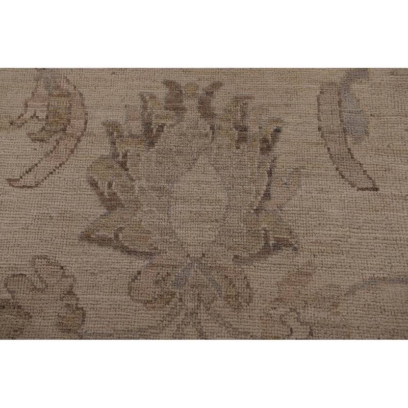 Vegetable Dye Beige Oushak Oriental Area Rug Hand-Knotted Wool Carpet - 9'0" x 12'5"