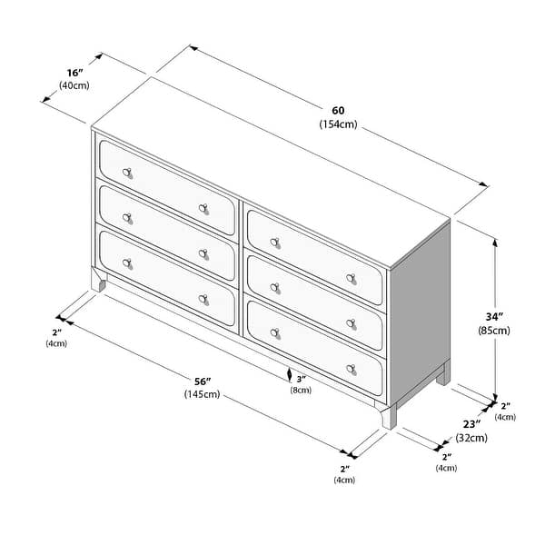 dimension image slide 1 of 2, Elio Rattan 6 Drawer Dresser