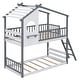 preview thumbnail 17 of 21, Playhouse-inspired Style Wood Bunk Bed with Build-in Roof, Window, Ladder, Quality Structure