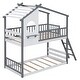 preview thumbnail 5 of 16, Twin Over Twin Bunk Bed Wood Bed with Roof, Window and Ladder