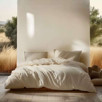 Sleep & Beyond Organic Cotton Percale Sheet Set Ivory
