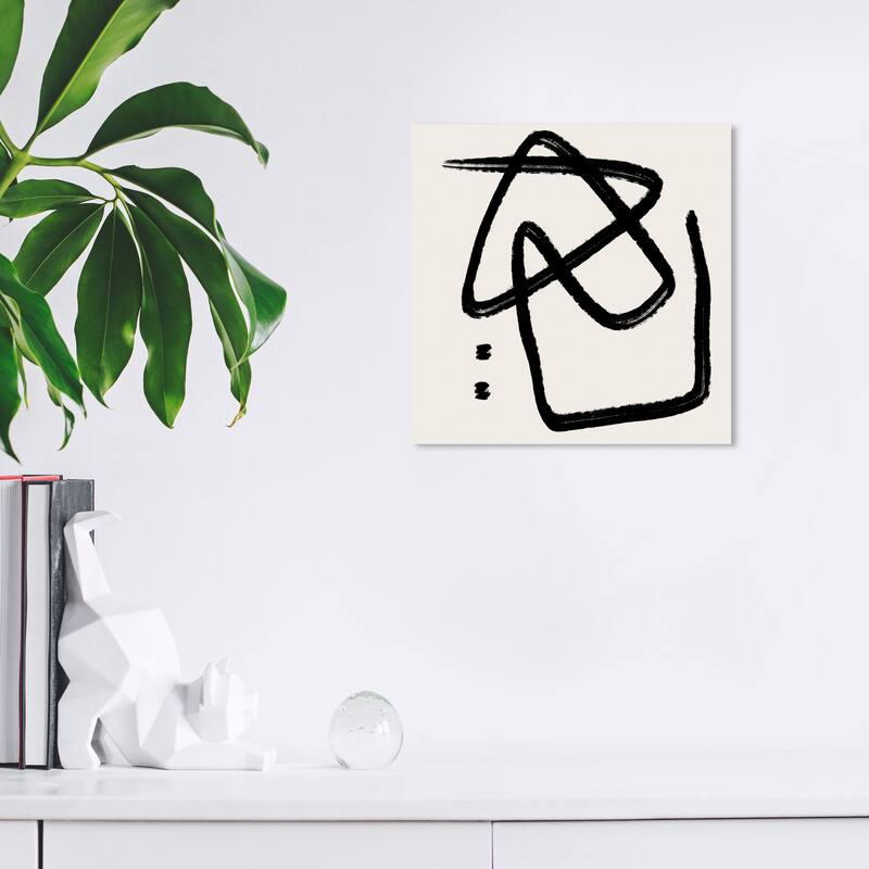 Wynwood Studio Prints Abstract Dreaming in Lines II Black and Cream White Modern & Contemporary Wall Art Canvas Print - 12 x 12