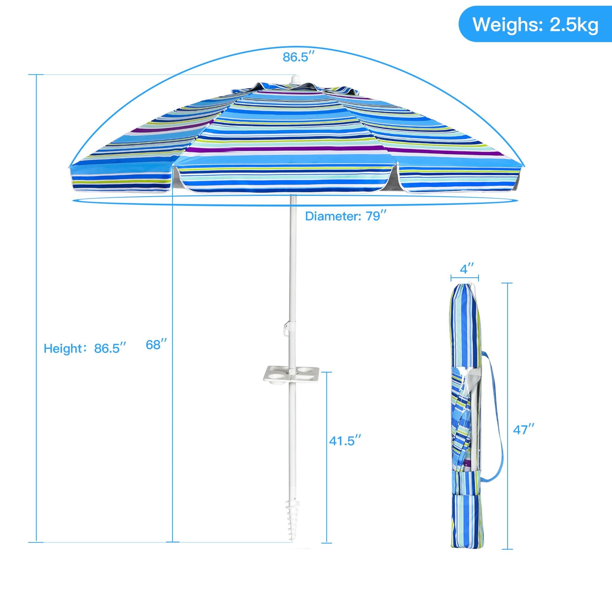 Gymax 8 ft. Beach Umbrella Outdoor Patio Garden with Carrying Bag