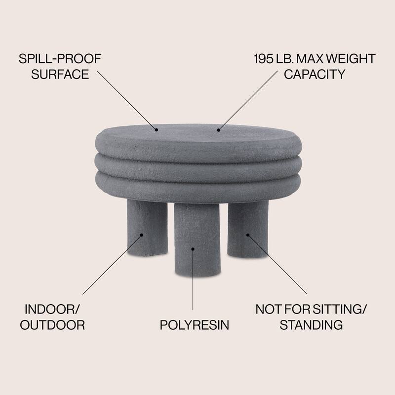 Evans 13.5" Contemporary Minimalist Curvy Low Accent Table , by JONATHAN Y