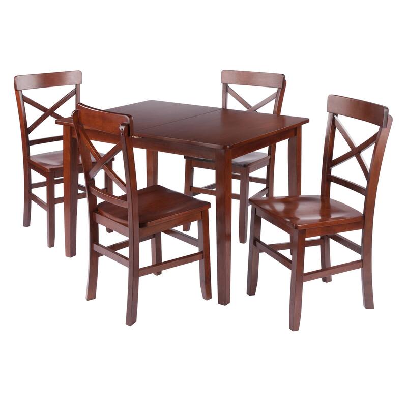 Darren 5-pc Set Dining Table w/X-Back Chairs Walnut Finish