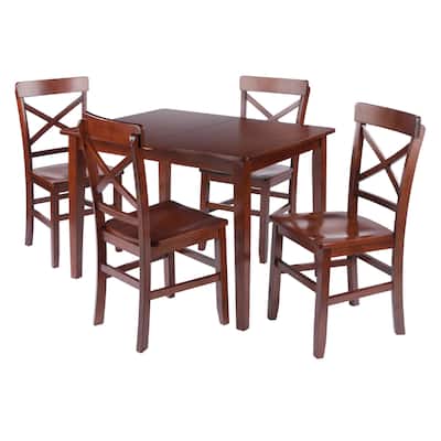 Darren 5-pc Set Dining Table w/X-Back Chairs Walnut Finish