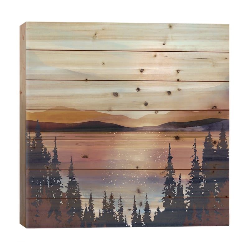 Summer Lake Sunset Print On Wood by SpaceFrog Designs - Multi-Color - 26x26x1.5