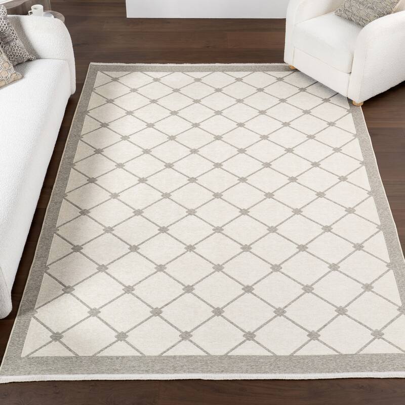 Nuloom Amiyah SuperiorWash Reversible Machine Washable Area Rug - 4' x 6' - Light Grey