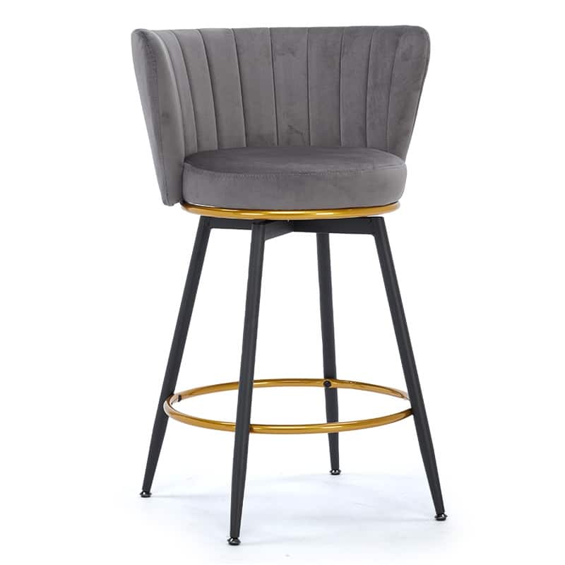 Counter Height Bar Stools Set of 2, Upholstered Swivel Bar Stools with Backs, Kitchen Island Stools with Footrest