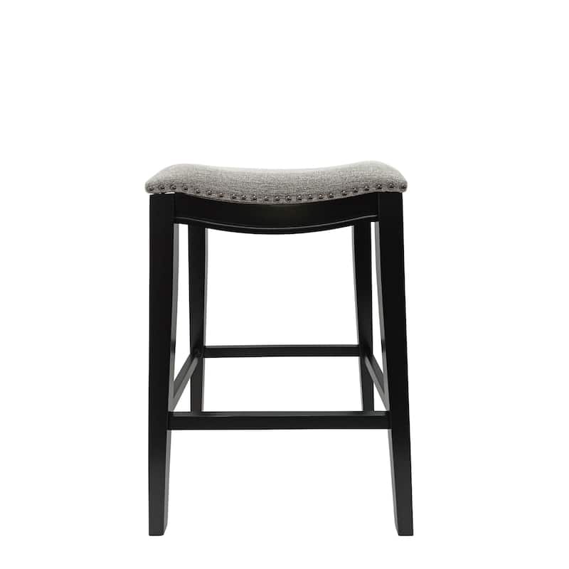 Upholstered Saddle Barstools - 30" - Set of 2 - Black and Gray